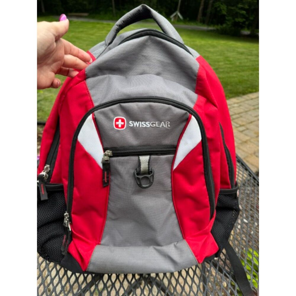 SwissGear Comfort Fit Backpack Travel Book Bag - Red Multi-Pockets